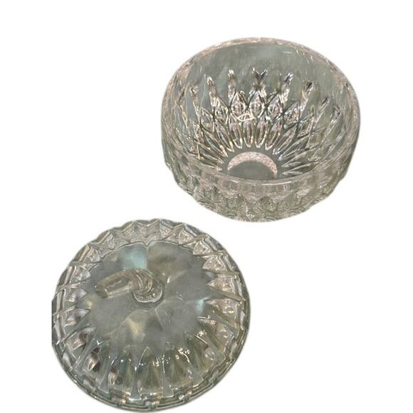 Pear & Apple Cut Glass Crystal Bowls Lidded Candy Jar Set Vintage - Picture 3 of 5